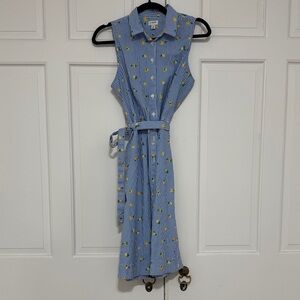 J. Crew Blue Striped Shirt with Yellow lemon Pattern